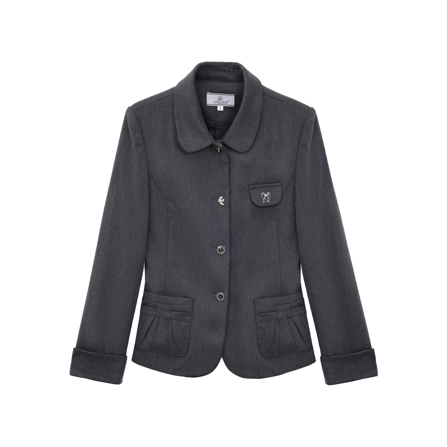 "Grey Finch" Gray Korean Preppy Suit Collection (Blazer / T-Shirt / Box Pleated Skirt)