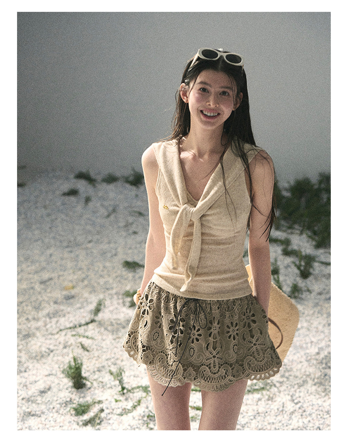 “Sea Breeze & Wheat Fields” Oatmeal Sailor Collar Top