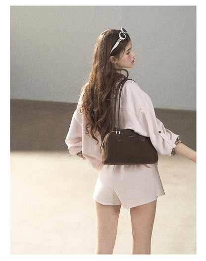 170726 "A Touch of Autumn Frost" Soft Pink Paisley Shirt & Skort Set