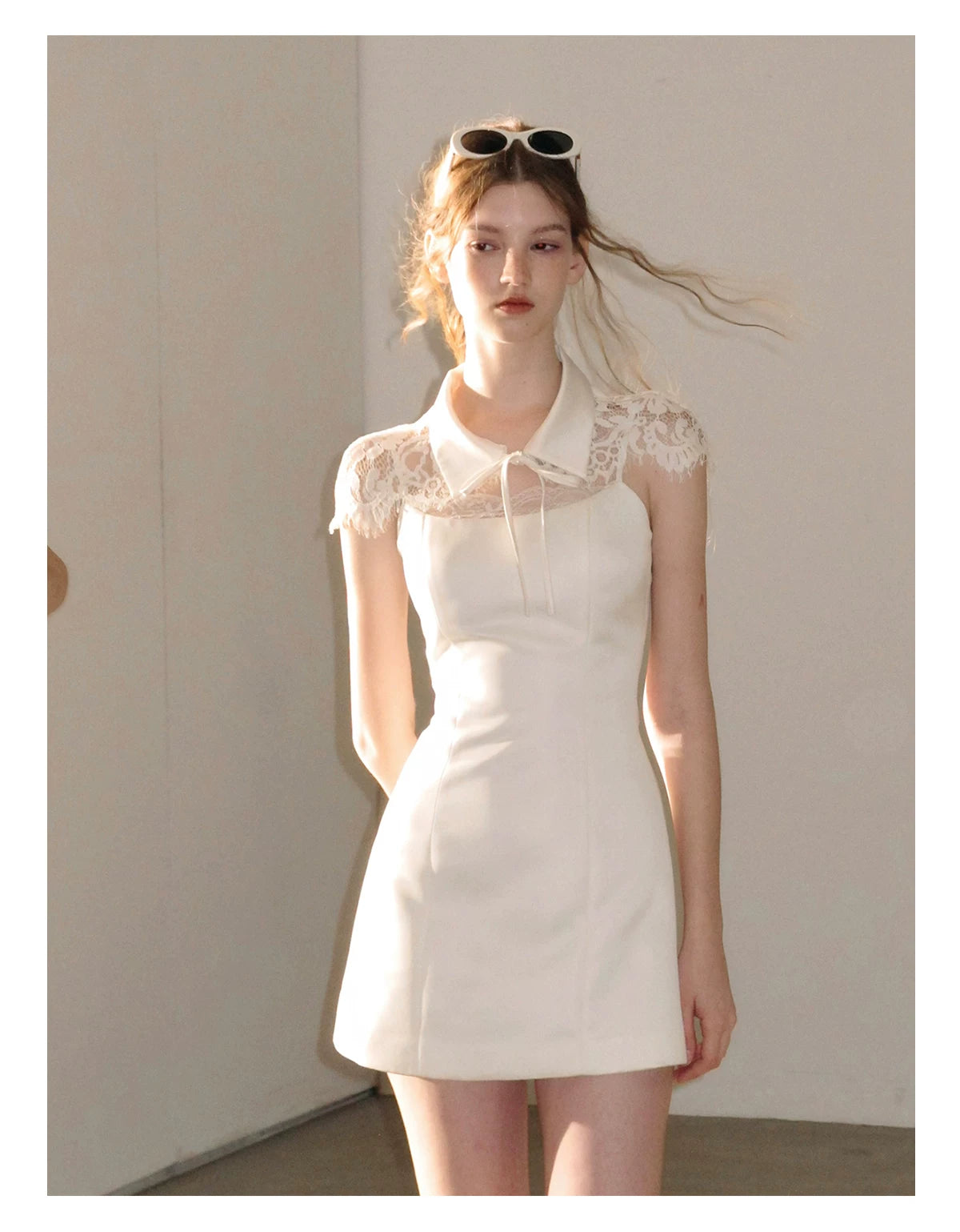 "Moonlit Rose Sonata" Cream Ivory Lace Mini Dress & Cape Set