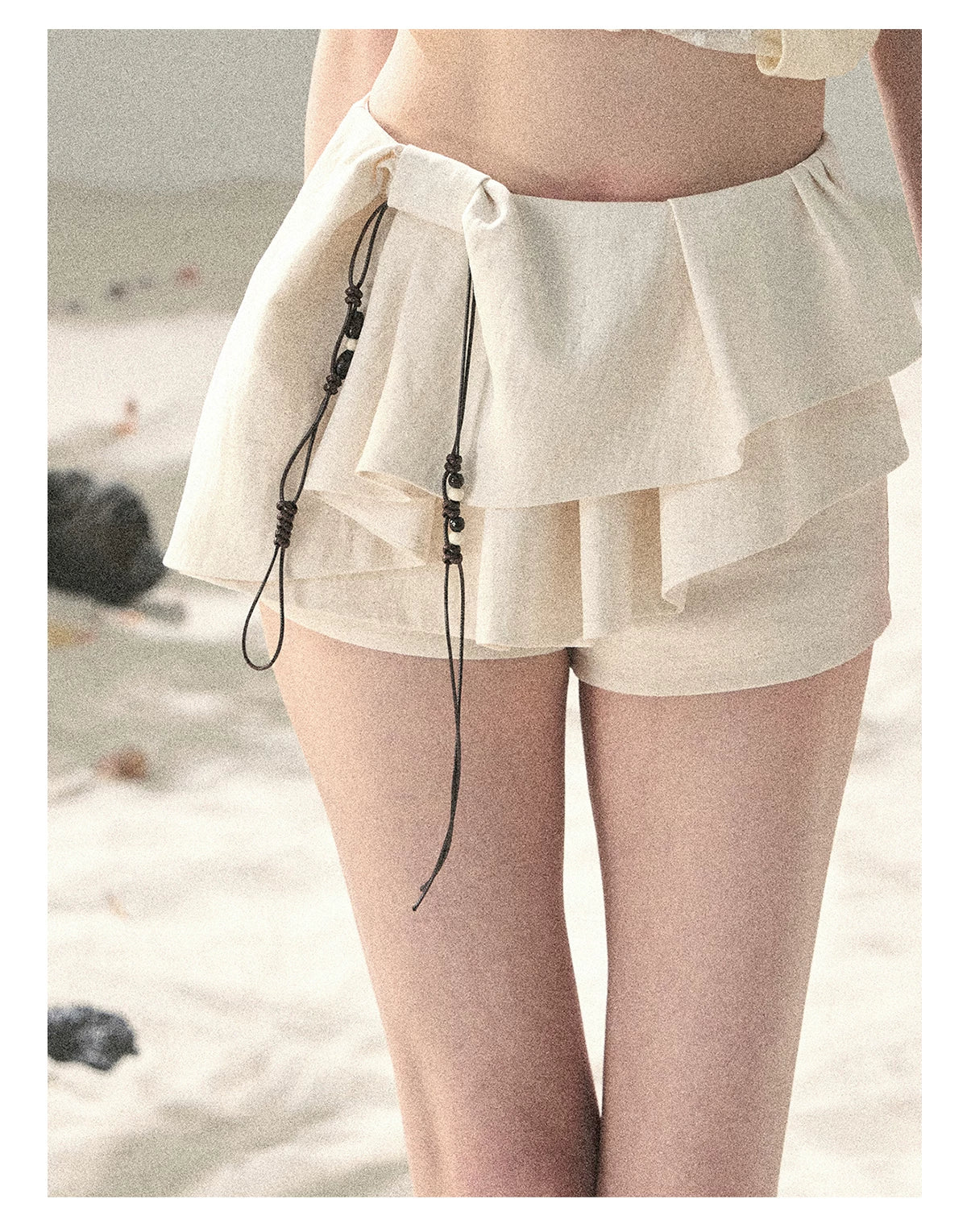 "Layered Petals in Motion" Dutch Cream Ruffle Skort 5324853