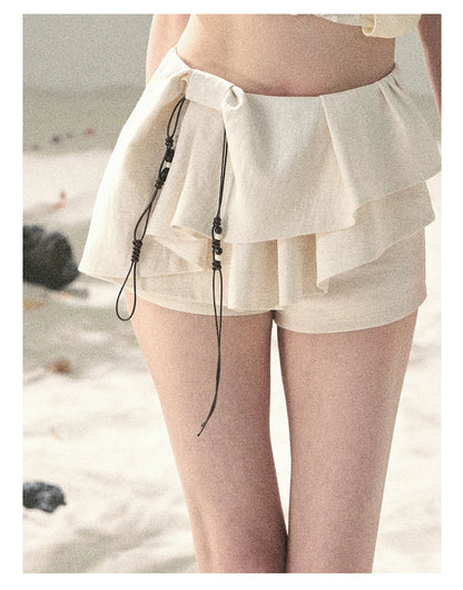 "Layered Petals in Motion" Dutch Cream Ruffle Skort 5324853