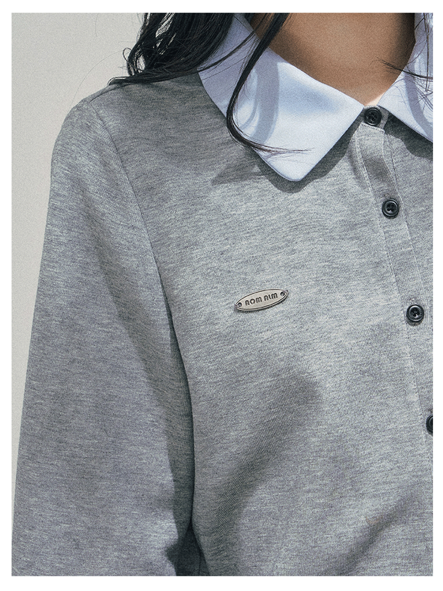 少也眼 “Hyde’s Diary” Layered Polo-Collar Knit Cropped Top