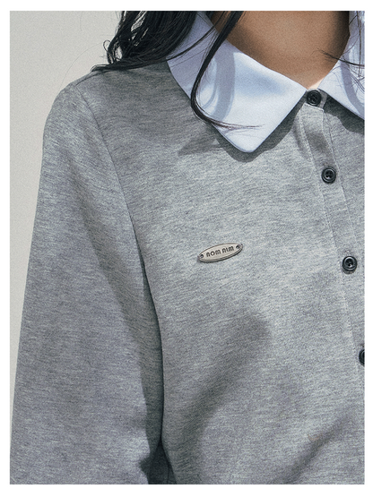 少也眼 “Hyde’s Diary” Layered Polo-Collar Knit Cropped Top