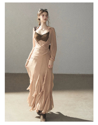 AOMALM - "The Next Fallen Leaf" Cinnamon Pink 2-Piece Set (Shirt / Cami Dress)