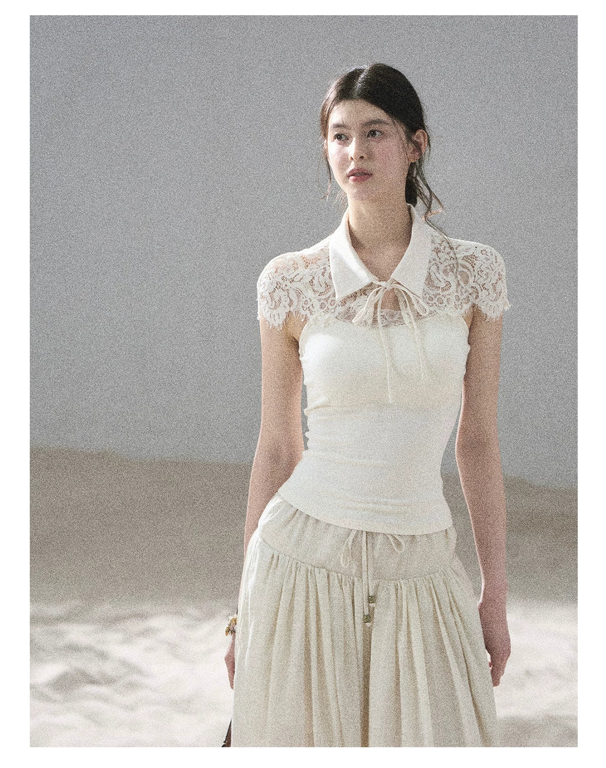 "Moonlit Rose Sonata" Cream Ivory Cami Top & Cape Set