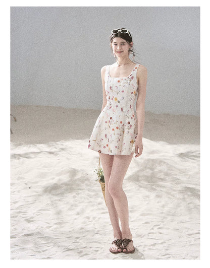 "Chamomile Summer" Dutch Cheese Floral Lace Pinafore Mini Dress 46345