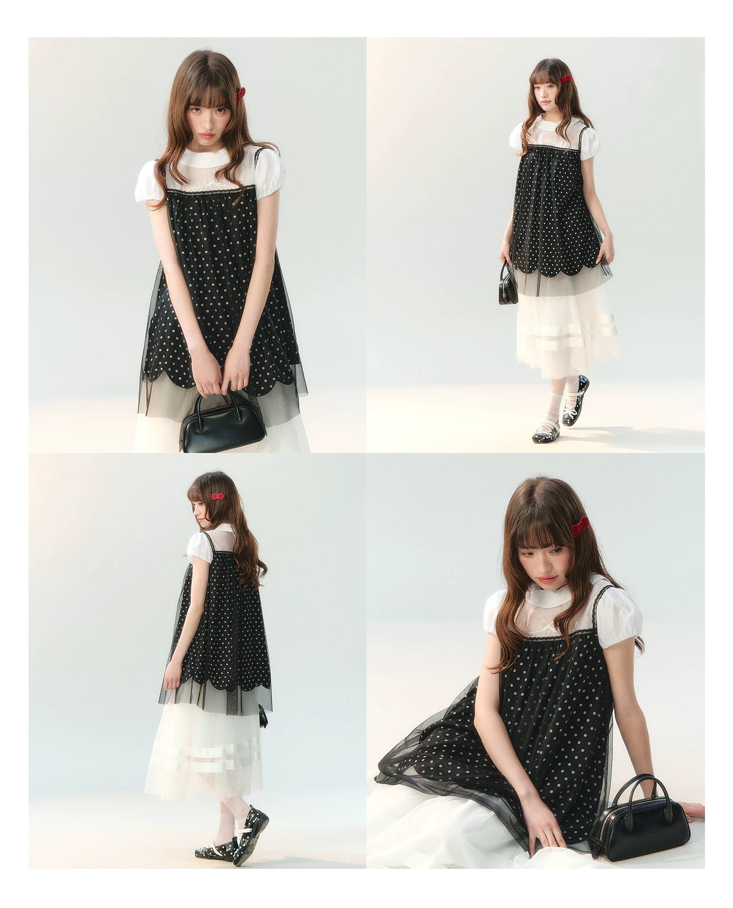 "Black Tulle Reverie" Polka Dot Puff Skirt Set PP2026227