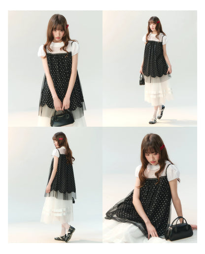 "Black Tulle Reverie" Polka Dot Puff Skirt Set PP2026227