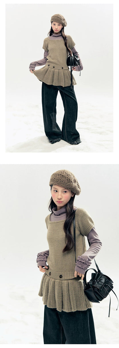 "Vintage Sonata" Khaki 3-Way Convertible Knit Top Set
