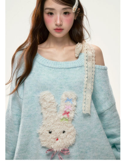 BIBIBENCY - Light Blue Bunny Alpaca-Blend Sweater