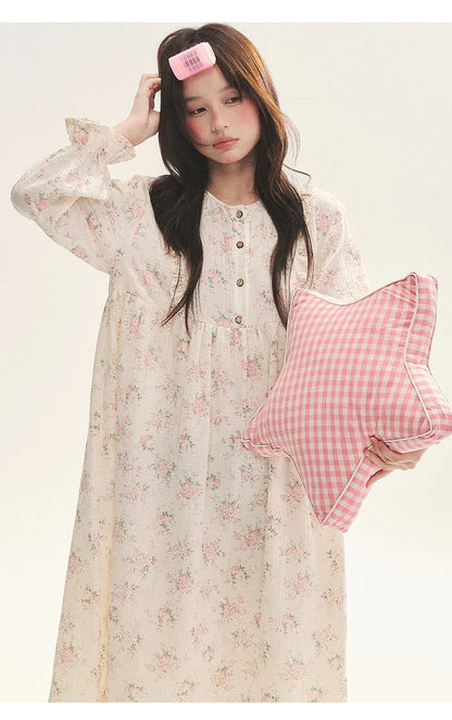 "Floral Journal" Cream Floral Pajama Collection (Free Eye Mask)
