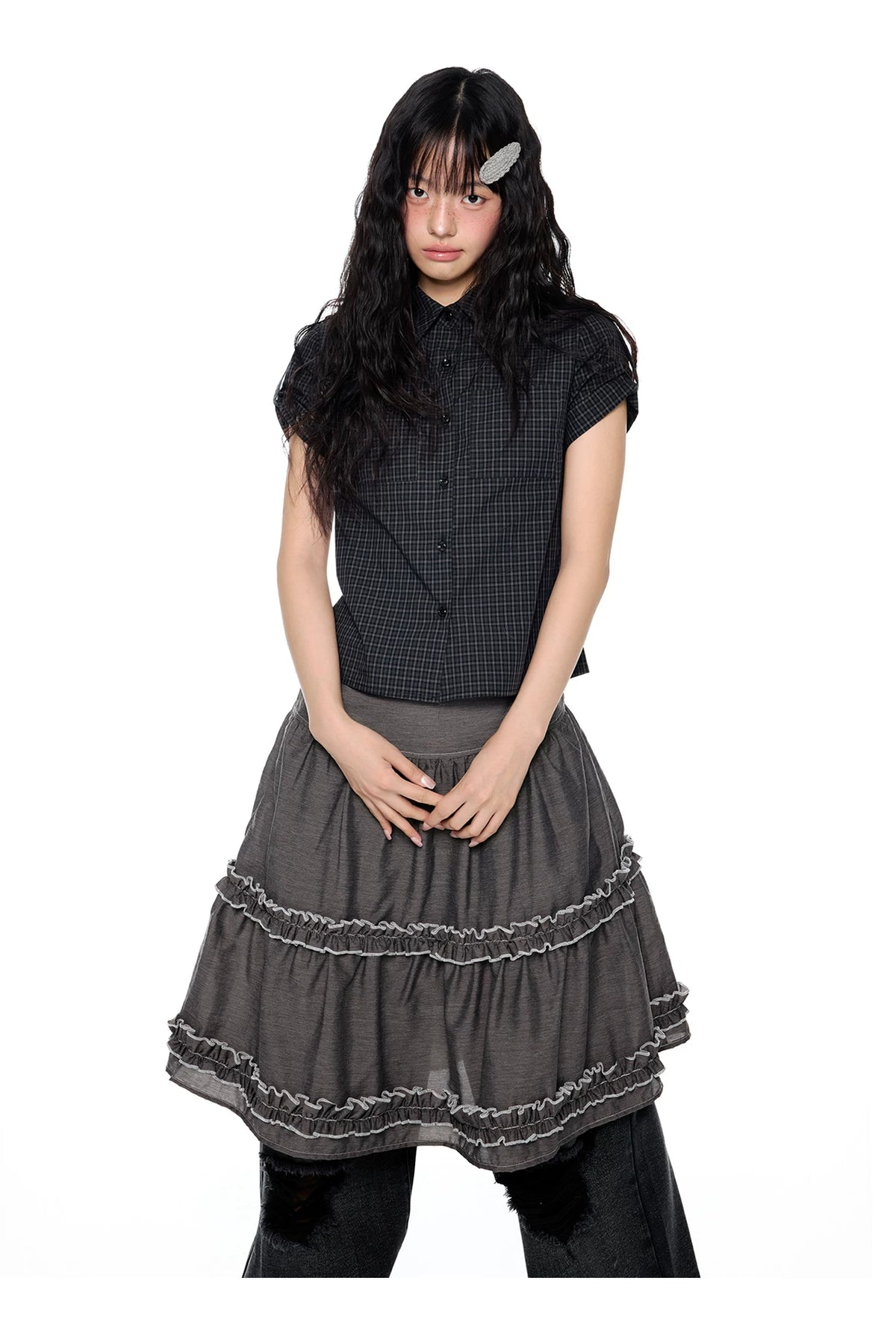EZEK | Gingham Check Short Sleeve Shirt with Adjustable Sleeves