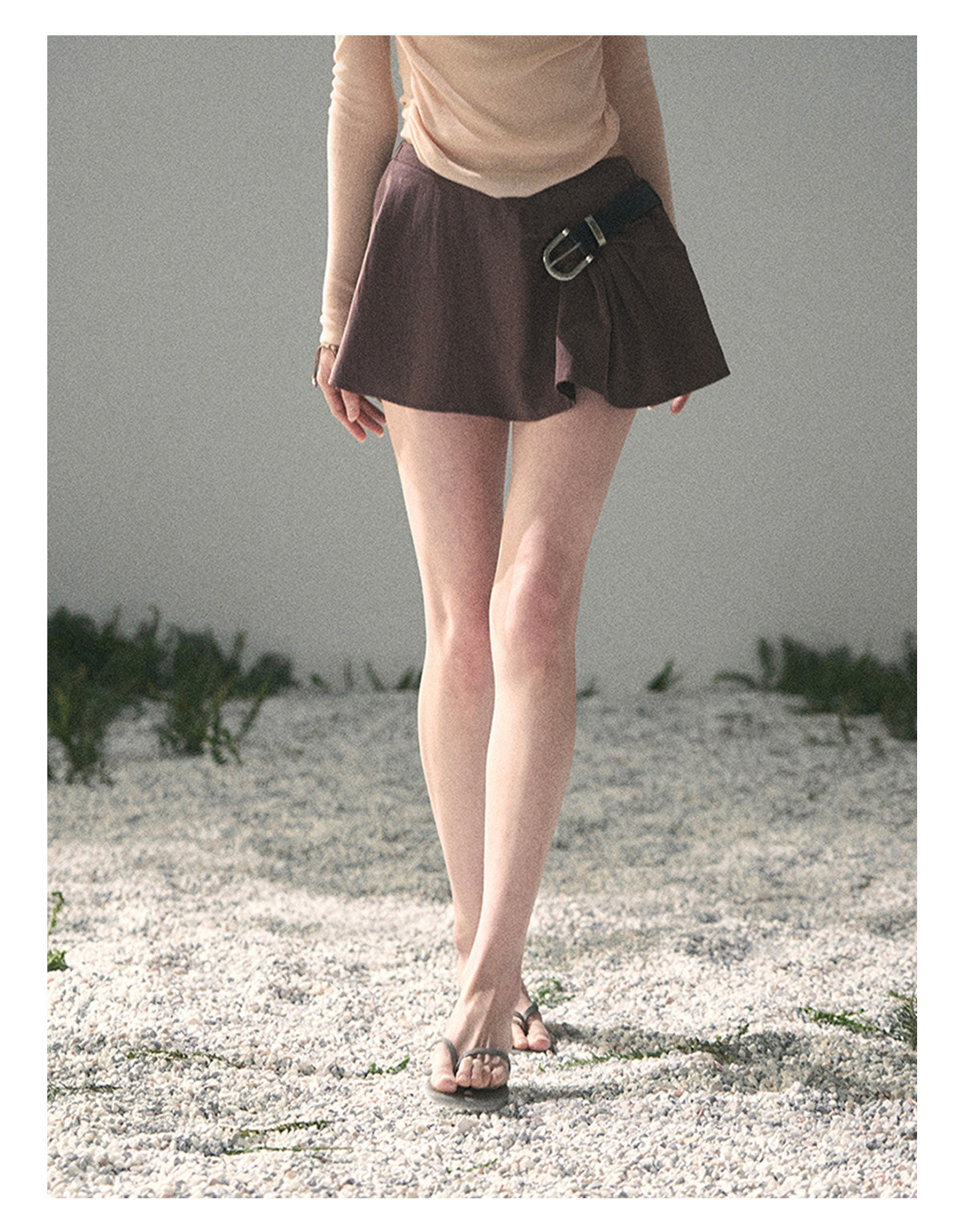 “Corridor Chimes” Chestnut Brown A-Line Puff Mini Skirt