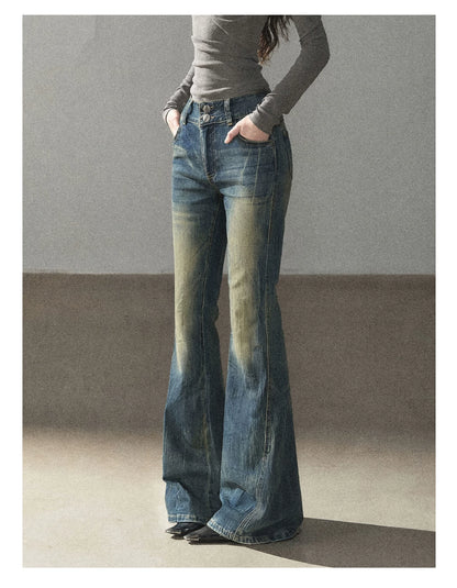 AOMALM - “Her Shoreline” American Vintage Slim Flare Jeans (Rock Black / Vintage Blue)