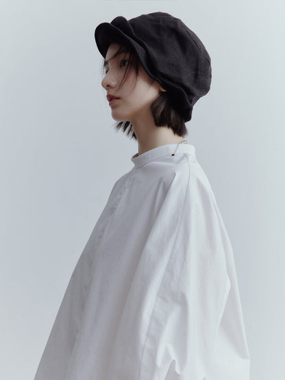 FUSSED Everyday Nerd Cotton Eyelet-Paneled Shirt in Mist White FOF-25SS136a