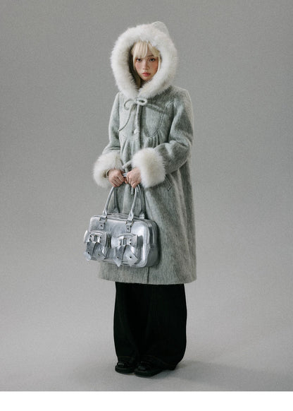 LOST FOREST - Gray 60% Wool Doll-Inspired Cape Coat