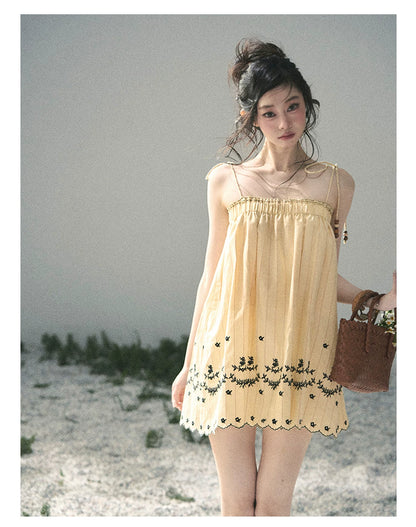“Ripples Along the Hem” Butter Yellow Reversible Babydoll Dress