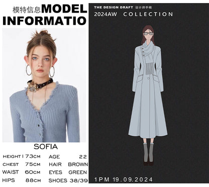 Misty Blue Wool Coat (with scarf)