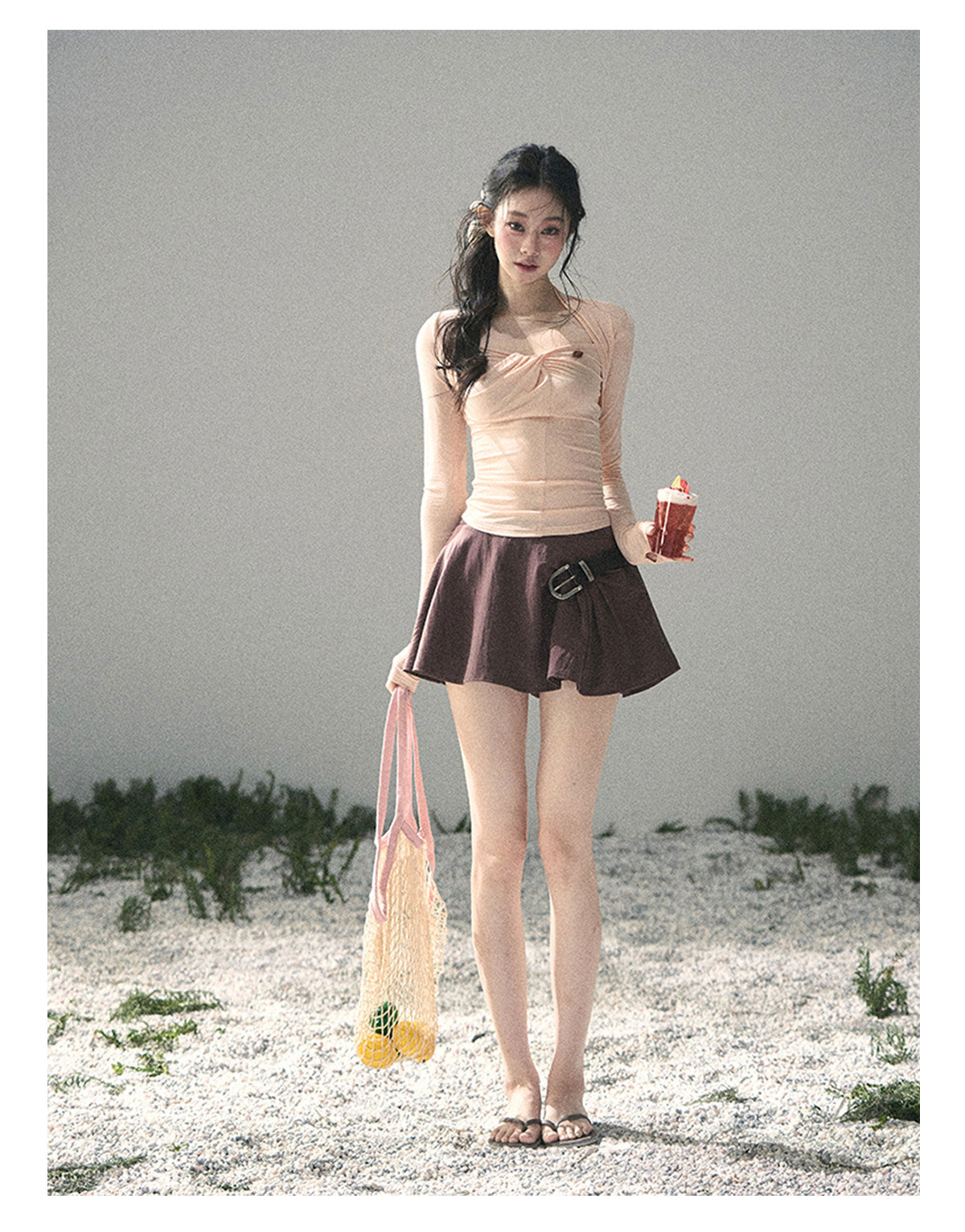 “Soft Evening Breeze” Coral Pink Layered Halter Top