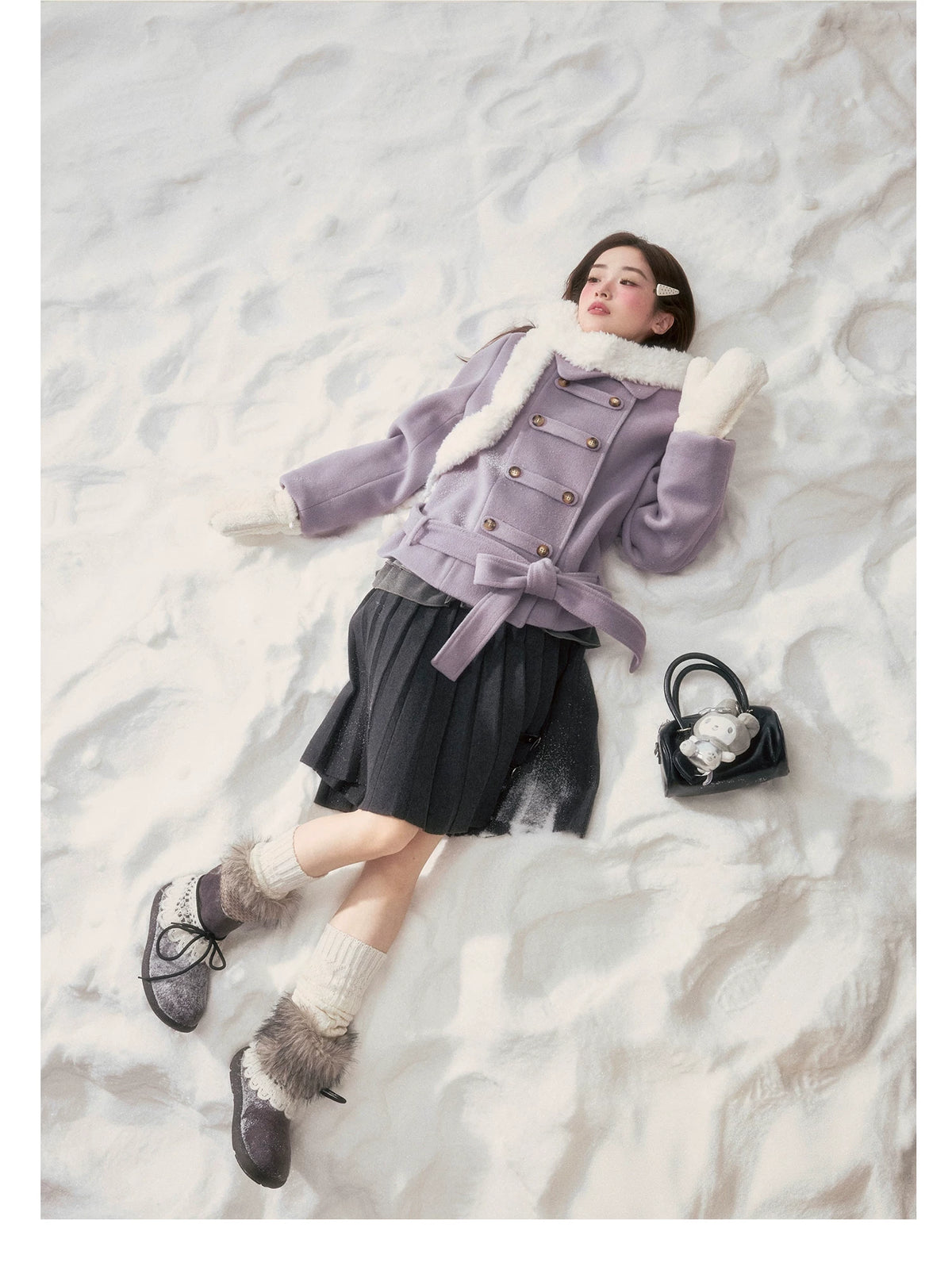 BIBIBENCY - Purple Napoleon Wool-Blend Coat