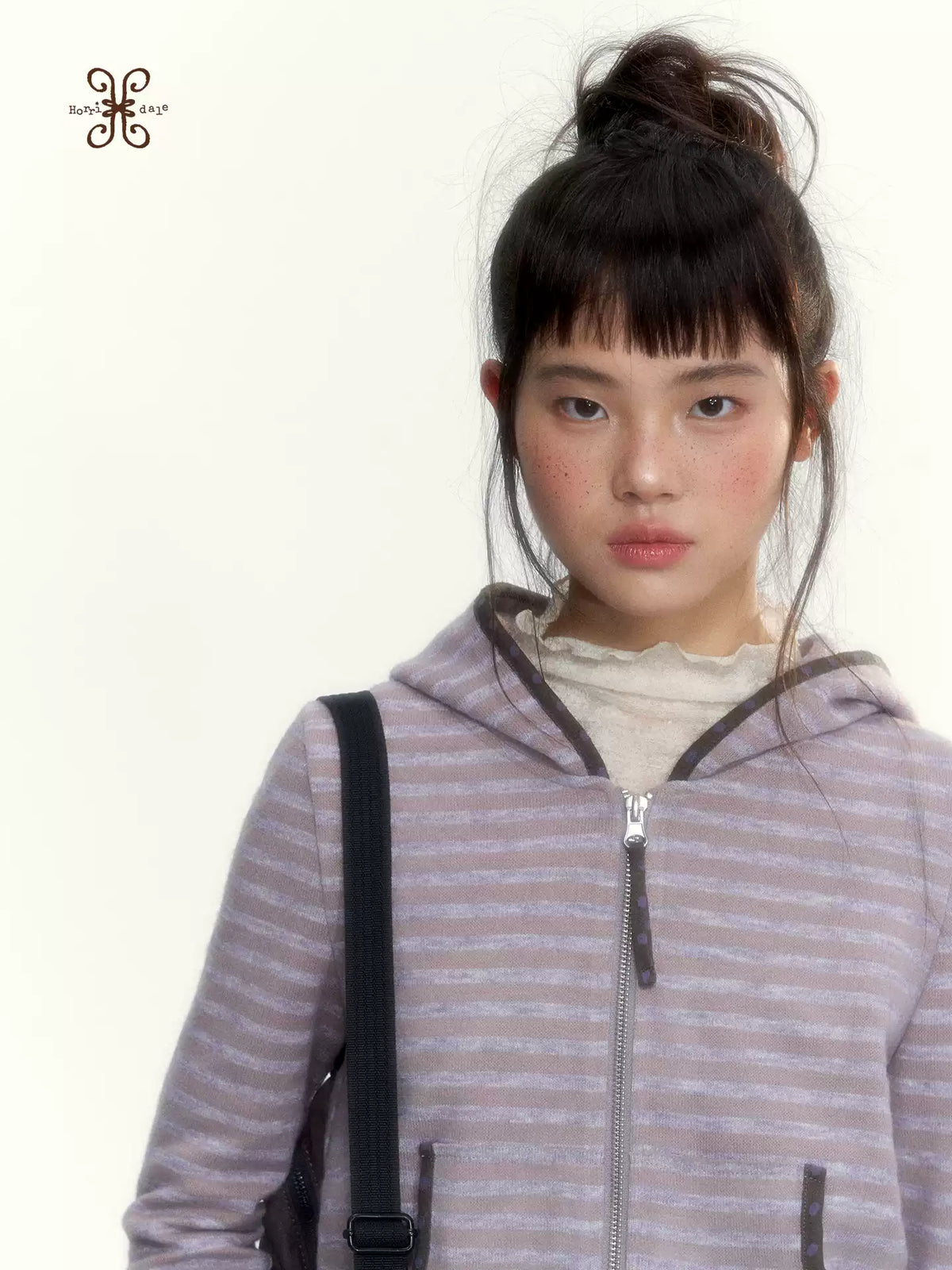 Dusty Purple Stripe Hooded Knit Cardigan