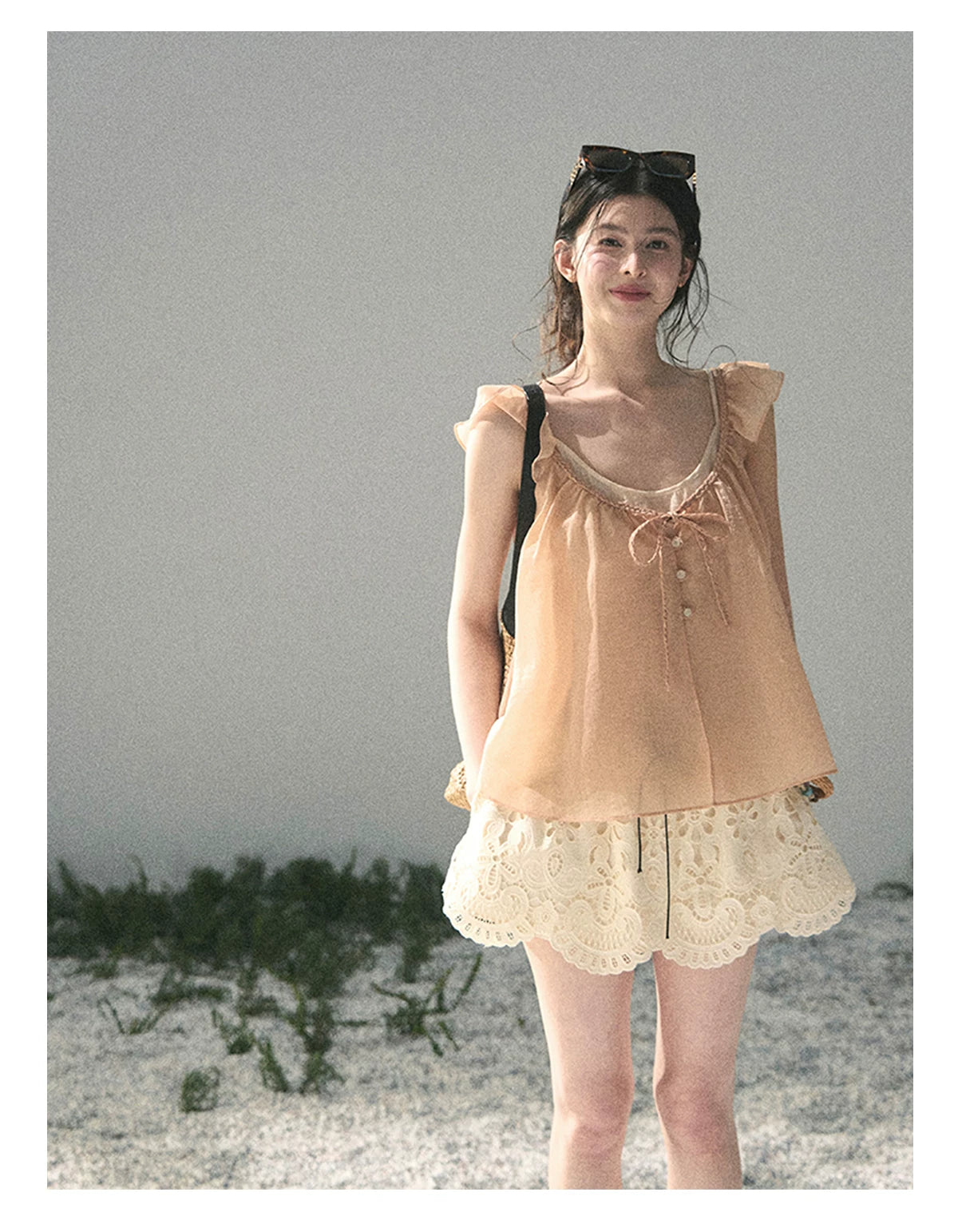 “Your Whisper” Lotus Mauve Babydoll Twinset Top