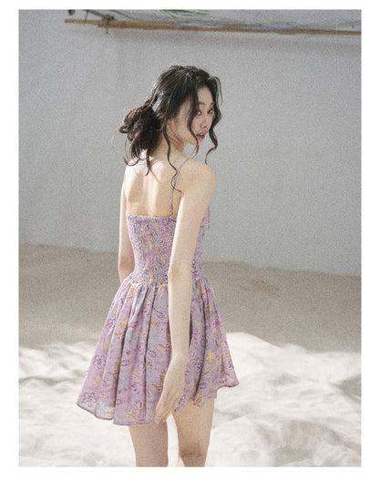 "Iris Bloom" Purple Iris Cami Mini Dress