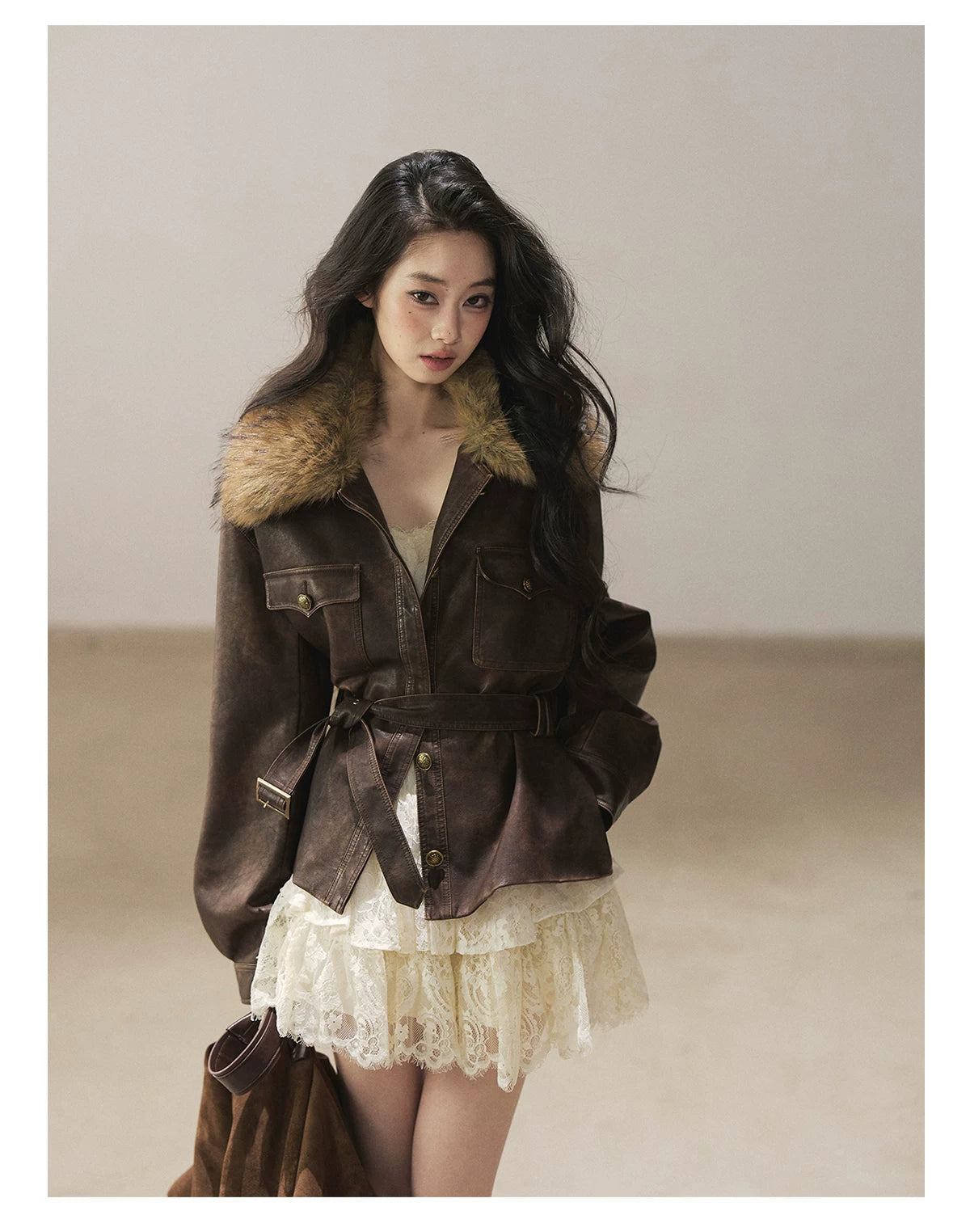 AOMALM - French Lace Double-Ruffle Camisole Dress