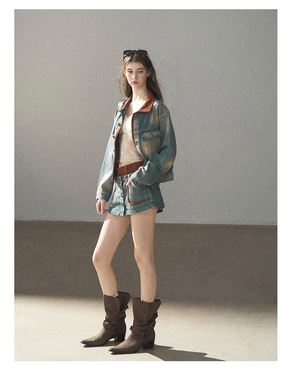 170726 "Closer to the Sun" Vintage Blue Denim Jacket & Skort Set