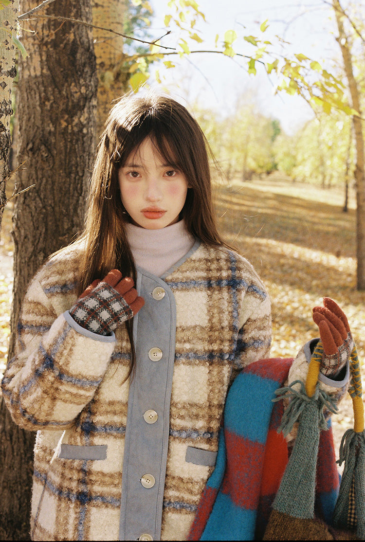 Zzouu - Blue Coffee Imitation Fur Jacket