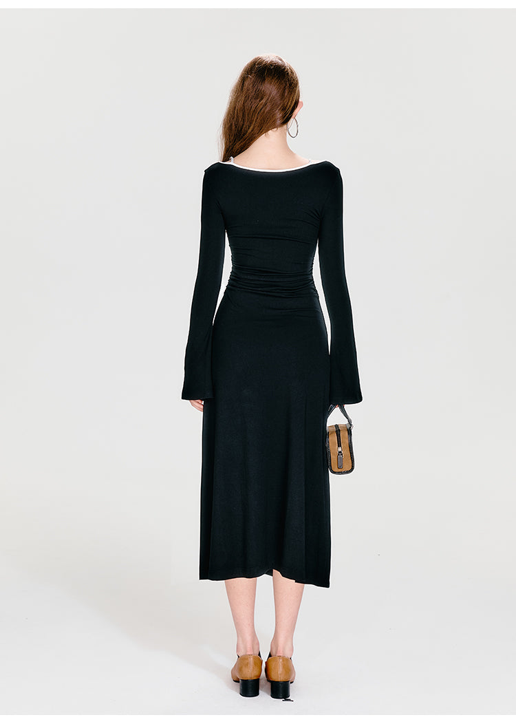 Contrast Color Stitching Dress (fake two pieces)