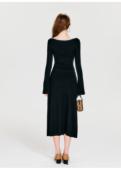 Contrast Color Stitching Dress (fake two pieces)