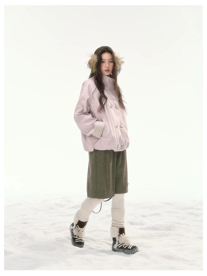 CANSTORE - "Peach Cloud" Pink Quilted Double-Breasted Jacket