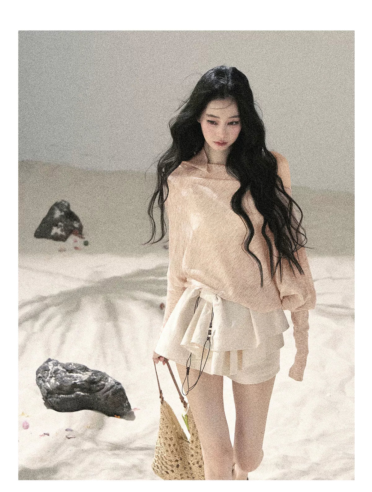 "Layered Petals in Motion" Dutch Cream Ruffle Skort 5324853