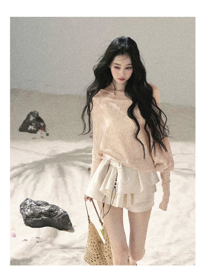 "Layered Petals in Motion" Dutch Cream Ruffle Skort 5324853