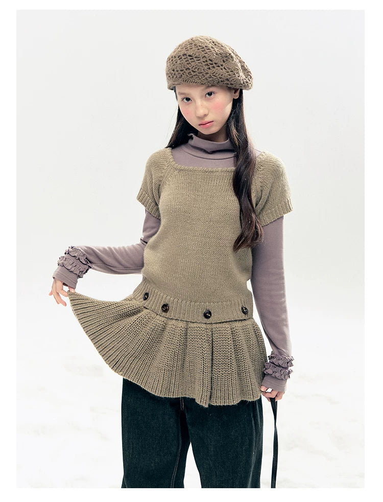 "Vintage Sonata" Khaki 3-Way Convertible Knit Top Set