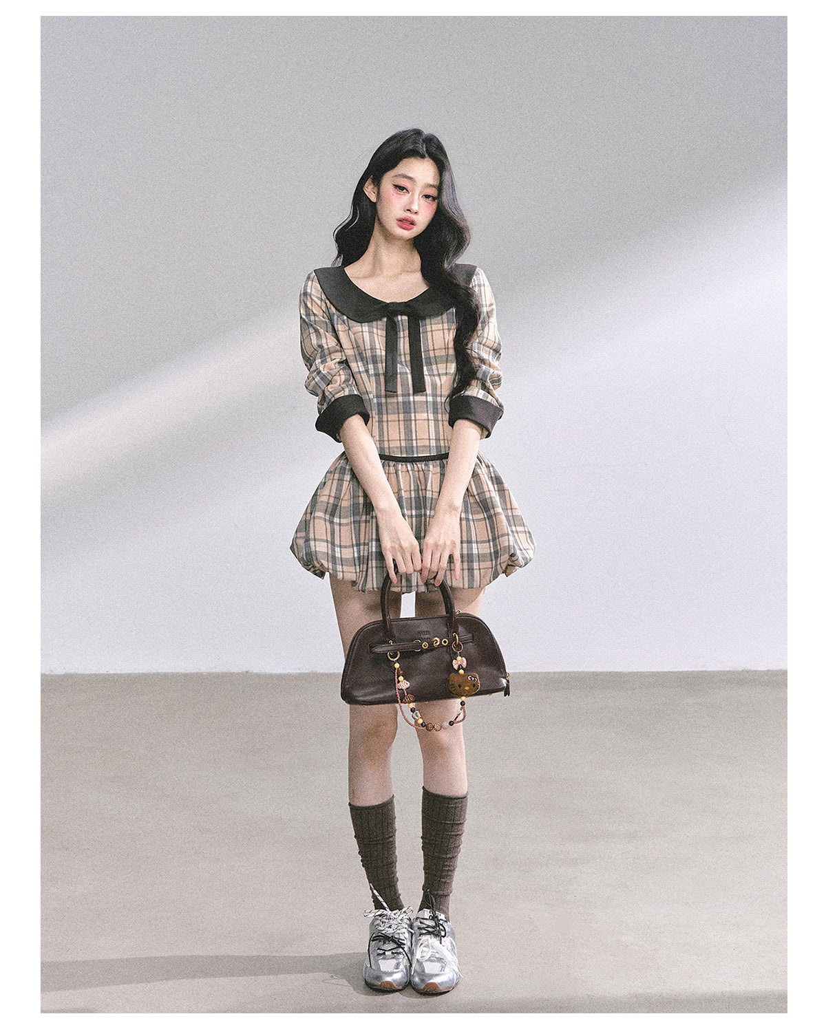 少也眼 "Miss Diana" Plaid French Babydoll Dress 78658645