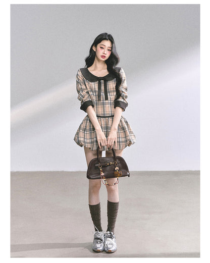 少也眼 "Miss Diana" Plaid French Babydoll Dress 78658645