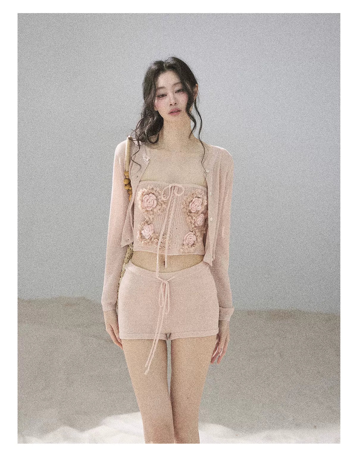 "Forest After Rain" Dusty Rose 3-Piece Cardigan & Shorts Set 45236485