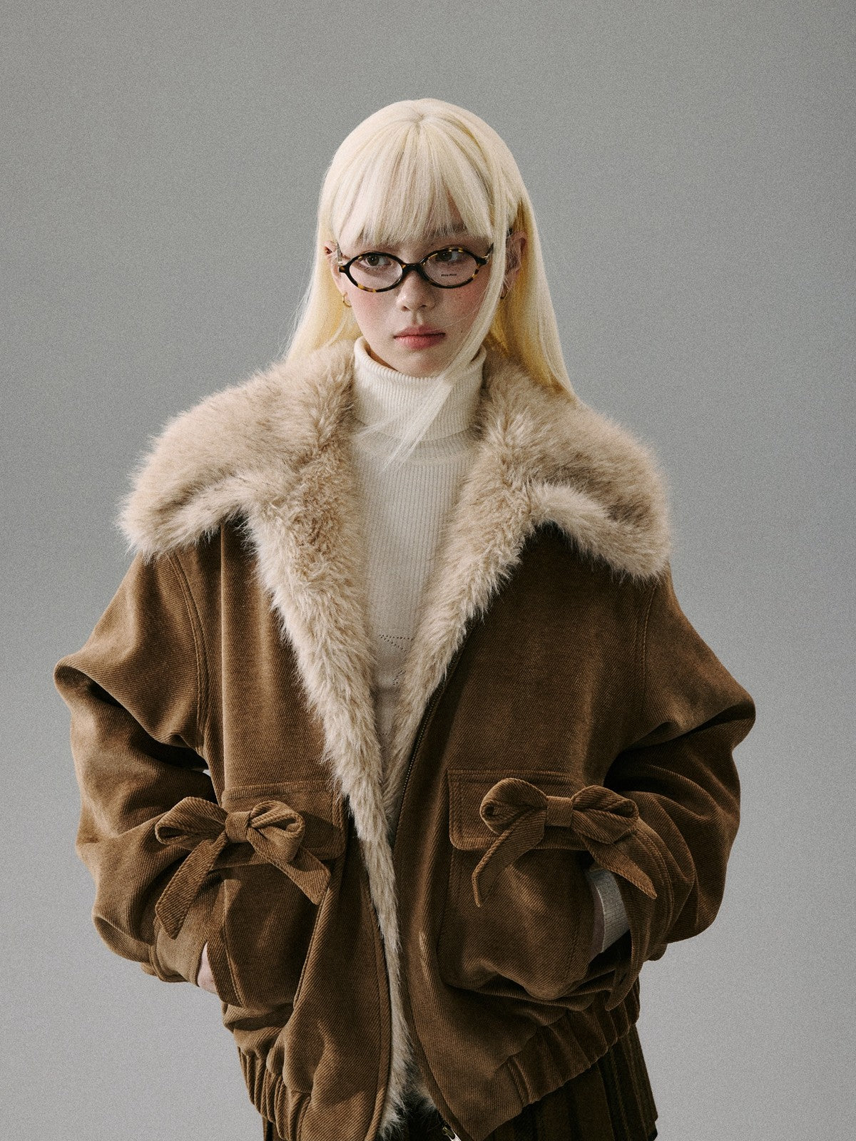 “Mist Lily Glow” Chenille Long-Fur Old Money Jacket - Warm Brown 8002