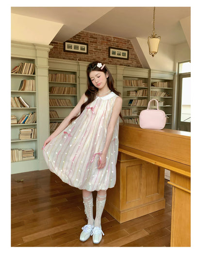 “Peach Soda Dream” Blush Pink Bubble Hem Dress
