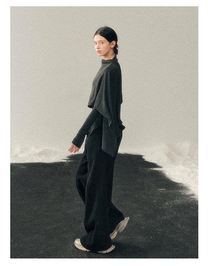 少也眼 "She Outshines the Fireworks" Charcoal Asymmetrical Wrap Top