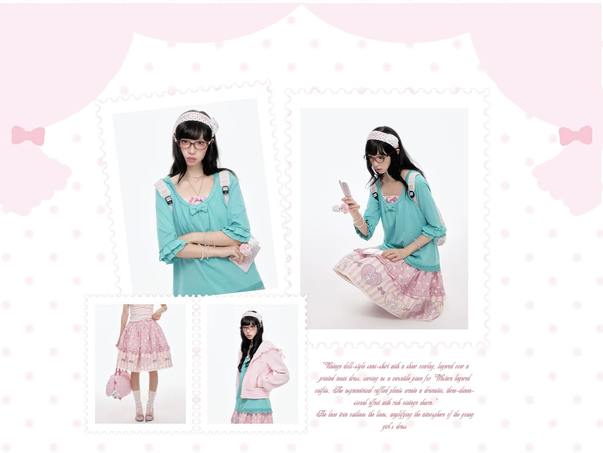 “Melody Garden” Mint Green My Melody Ruffle Hoodie Jacket Set