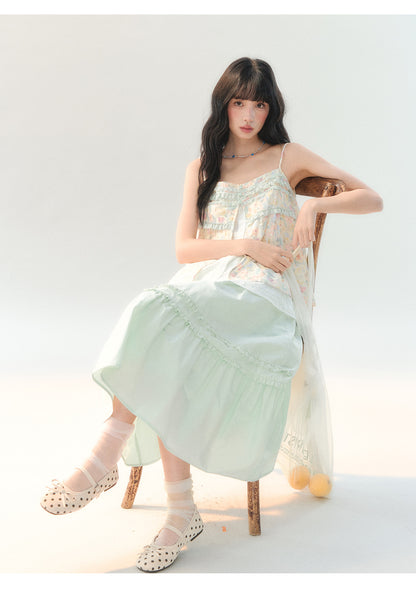 [CAN] "Spring Garden" Floral Lace Cami Skirt Set