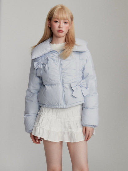 “Blue 90% White Duck Down” Short Puffer Jacket M6666