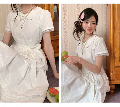 “Midsummer Blossom Letter” White Floral Cake Skirt Set