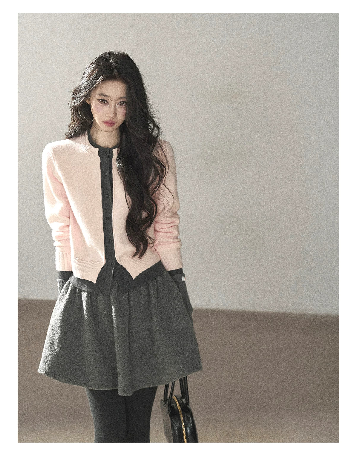AOMALM - "Winter Traces" Dark Heather Gray Pleated A-Line Mini Skirt