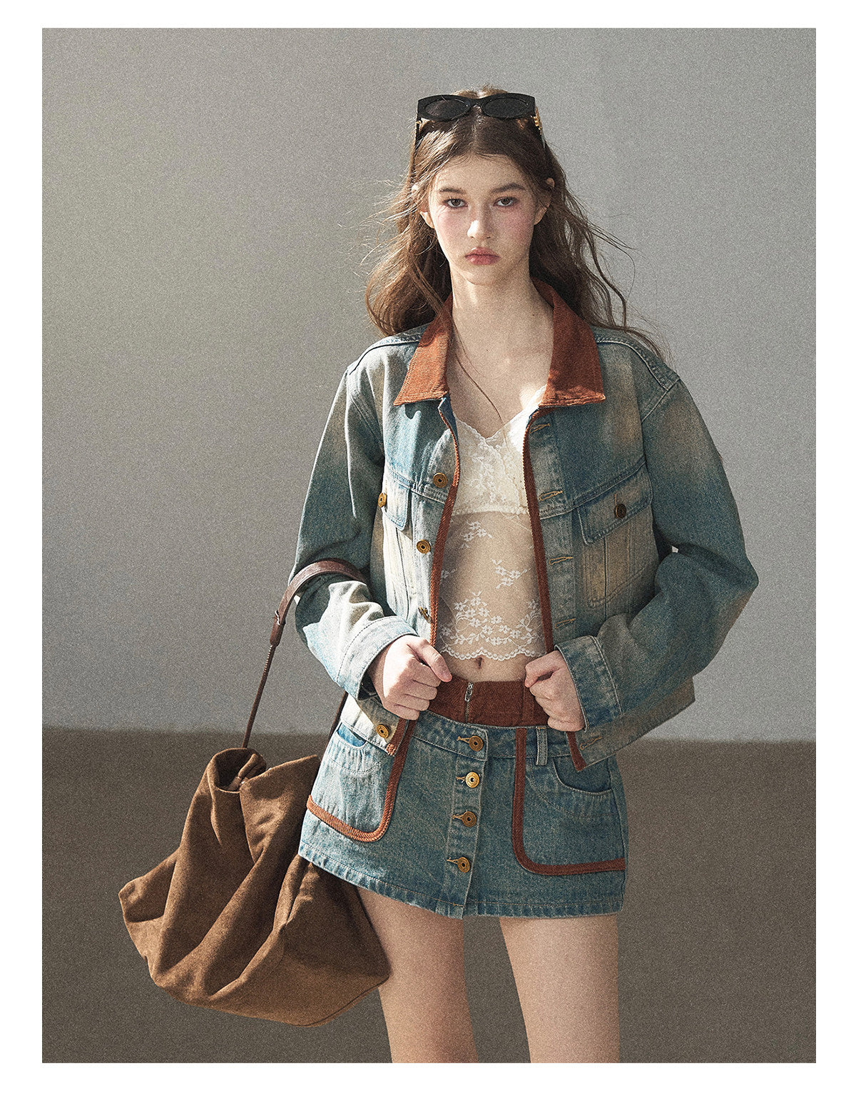 170726 "Closer to the Sun" Vintage Blue Denim Jacket & Skort Set