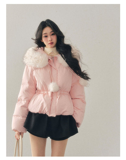 少也眼 "Snowfall on Her" White Duck Down Jacket – Soft Blush Edition
